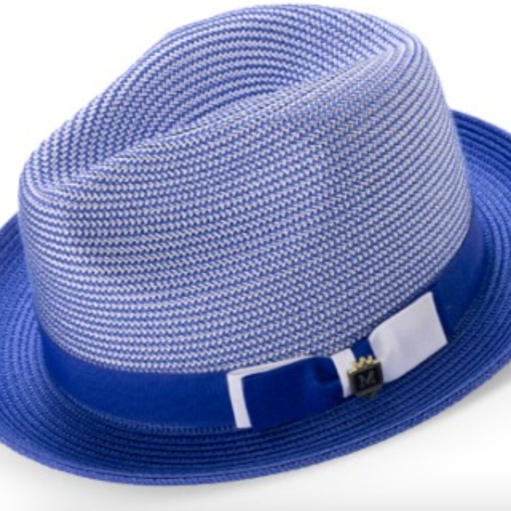 Men's ROYAL  Braided Two Tone Stingy Brim Pinch Fedora Hat        H-68